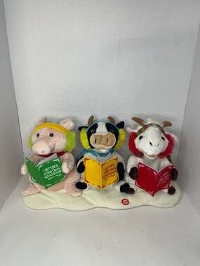T.L. Toys Animated Farm Critters Christmas Carollers Singing Trio Pig Cow Goat
